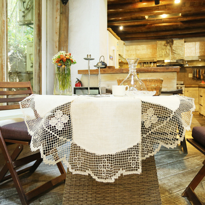 盖巾茶几桌布鸢尾乡旅棉麻网扣