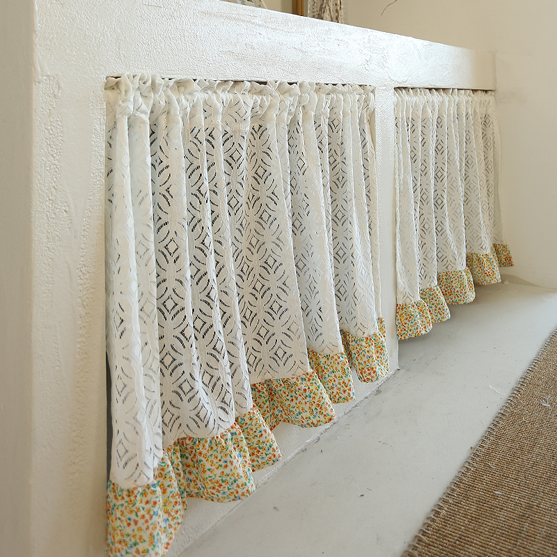 奶油蕾丝半帘鸢尾乡旅美式