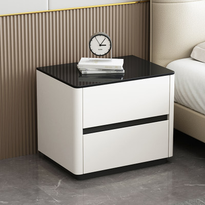 全实木岩板烤漆床头柜简约现代落地小型收纳柜卧室储物柜免安装