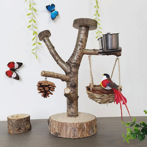 实木鹦鹉栖息训练站杆