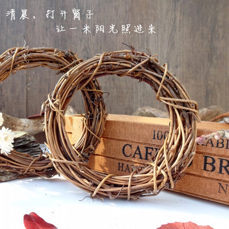 圣诞节藤圈藤环diy手工美式乡村藤圈花环装饰手工花环裸圈门饰