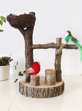 鹦鹉站架杆鸟站树枝桌面架子训鸟逗鸟秋千玩具虎皮站台天然站杆