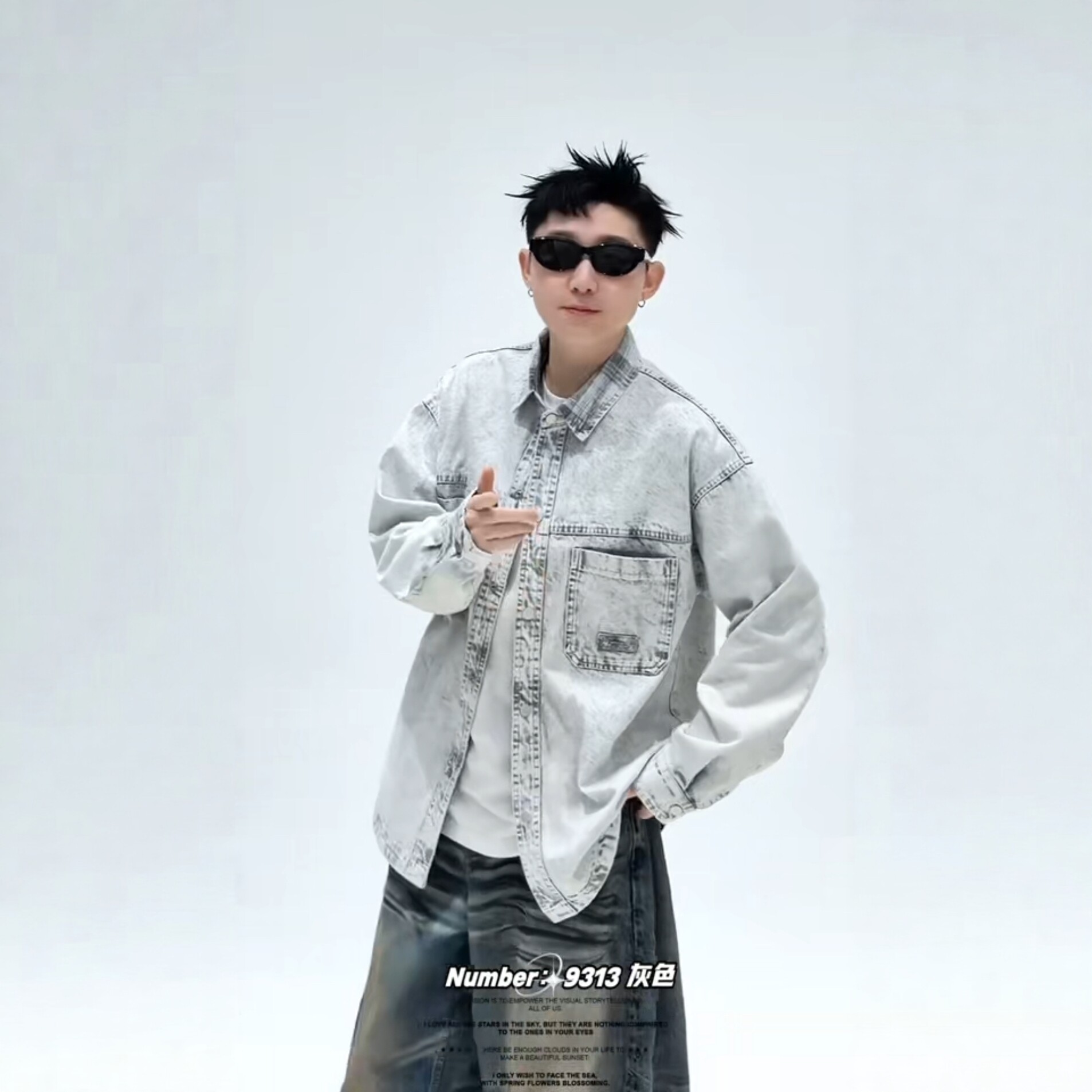 2026春季复古扎染休闲外穿式衬衫薄款外套男潮牌时尚长袖牛仔衬衣