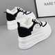黑白熊猫鞋 春季 新款 12公分内增高女鞋 小个子10厘米轻便秀气厚底鞋