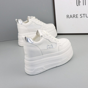 11CM内增高小白鞋夏季新款网面透气矮子乐厚底鞋白色轻便休闲网鞋