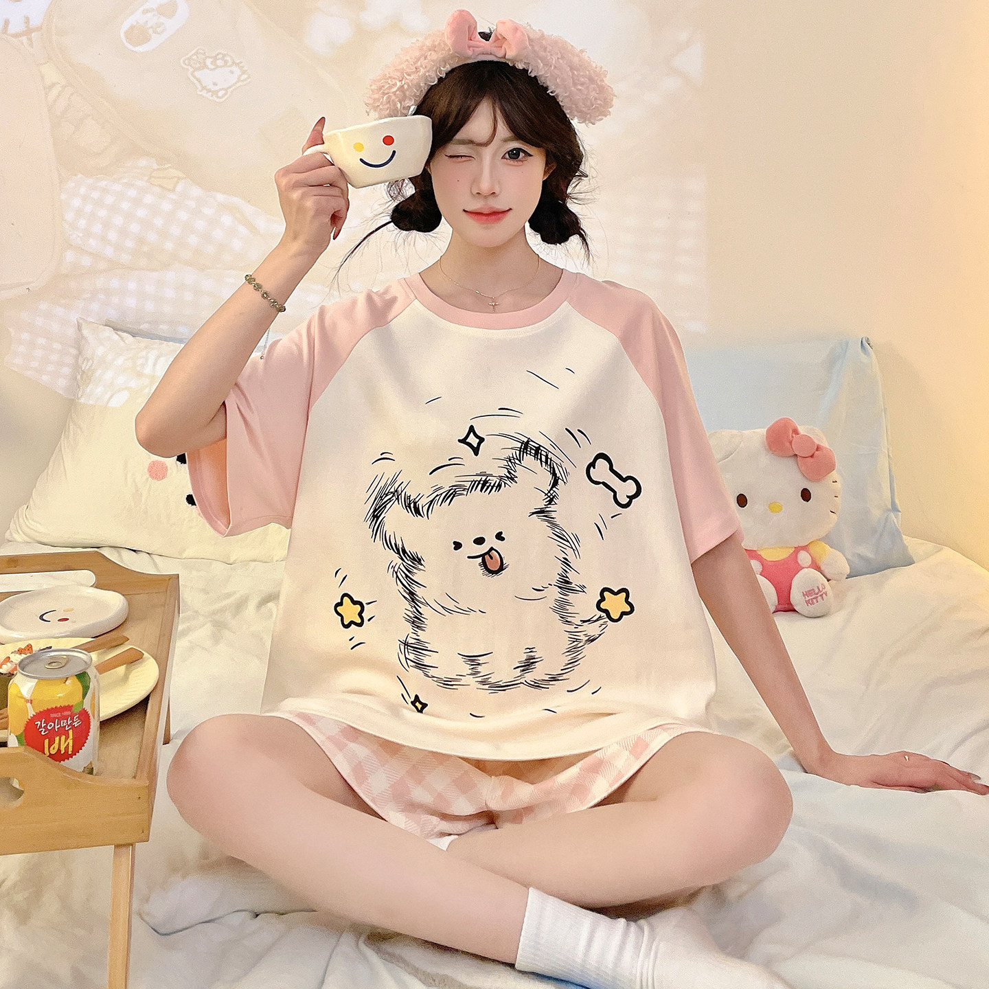 纯棉睡衣女款夏季短袖2026新款可爱少女学生加大码胖mm宽松家居服