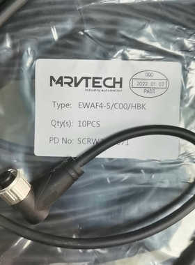 接近开关连接线4芯，EWAF4-5/C00/HBK，5米