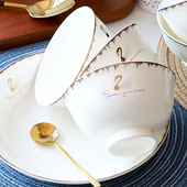 骨瓷碗碟家用套装 陶瓷吃饭碗餐具北欧4.5英寸面碗米饭10个装 轻奢