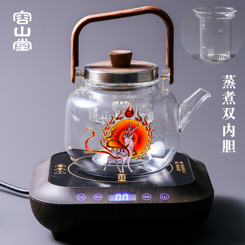 容山堂珐琅彩耐热玻璃蒸茶器