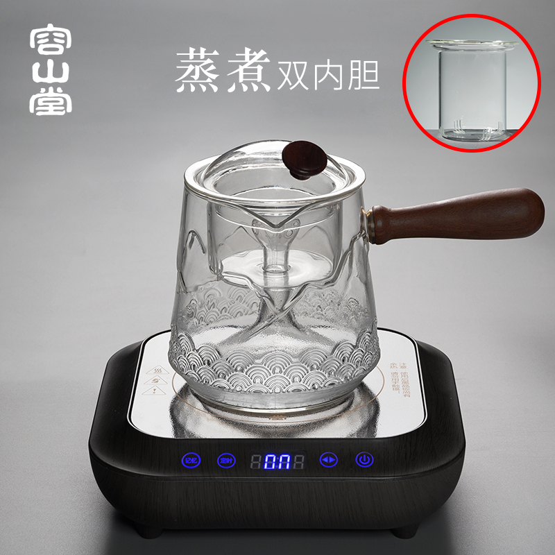 容山堂侧把玻璃煮茶壶蒸茶器耐热