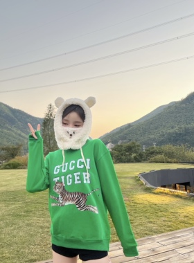 清仓！LJ虎年高定绿色g休闲宽松卫衣显白显瘦漫画少女感上衣女