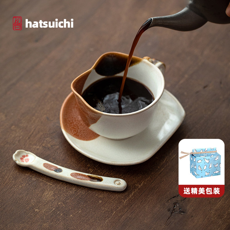 同合日本进口三花猫咖啡杯日式可爱创意布引烧陶瓷下午茶杯子套装