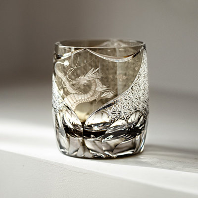同合日本进口江户切子凤舞水晶玻璃杯收藏级手工雕花限量烈酒杯子
