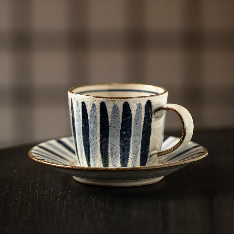 日本进口粗陶咖啡杯套装日式家用手工复古陶瓷水杯下午茶套杯