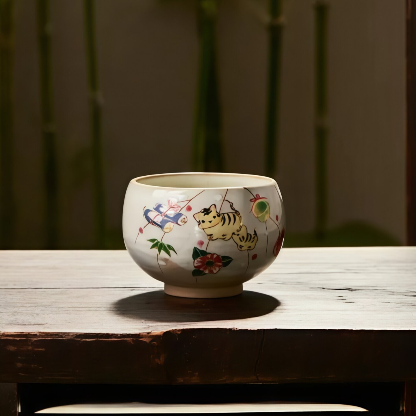 同合进口清水烧椿虎大茶杯主人杯日式可爱家用茶杯品茗杯功夫茶具