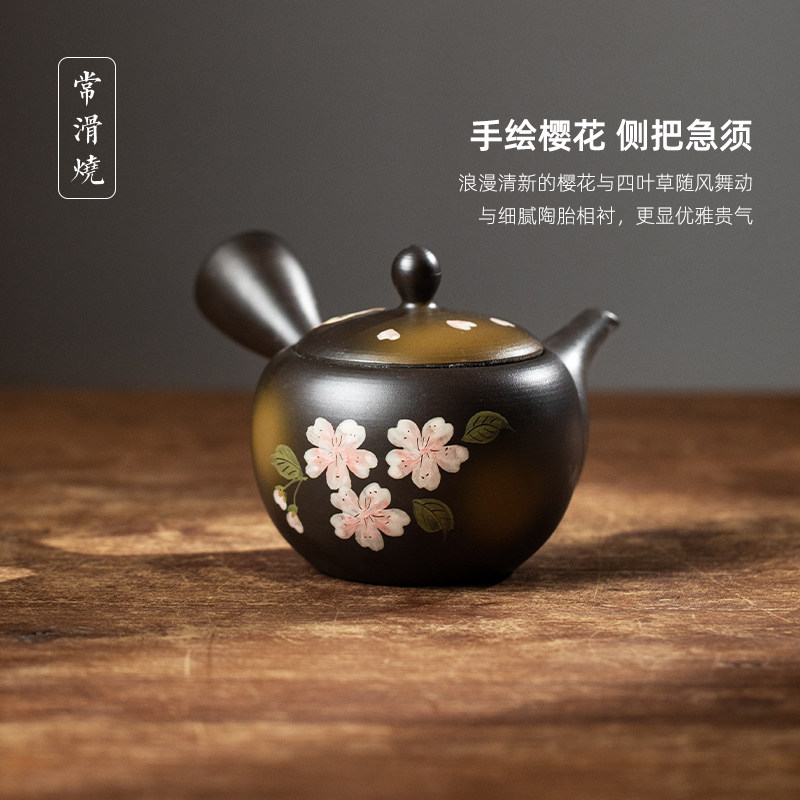 日本进口常滑烧泡茶壶手工日式家用功夫茶具紫砂茶壶办公室单壶