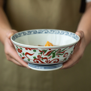 同合进口高档陶瓷大面碗家用日式复古釉下彩汤碗饭碗