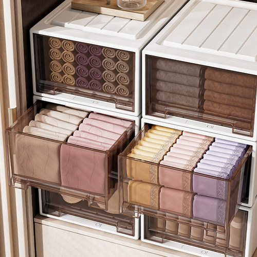 抽屉式茶色衣橱收纳箱