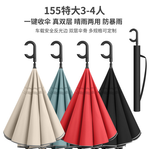 24骨超大长柄反向伞男女自动雨伞
