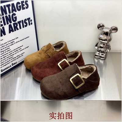 2025秋冬软底全包一脚蹬加绒勃肯鞋女鞋厚底内增高复古多多皮带扣