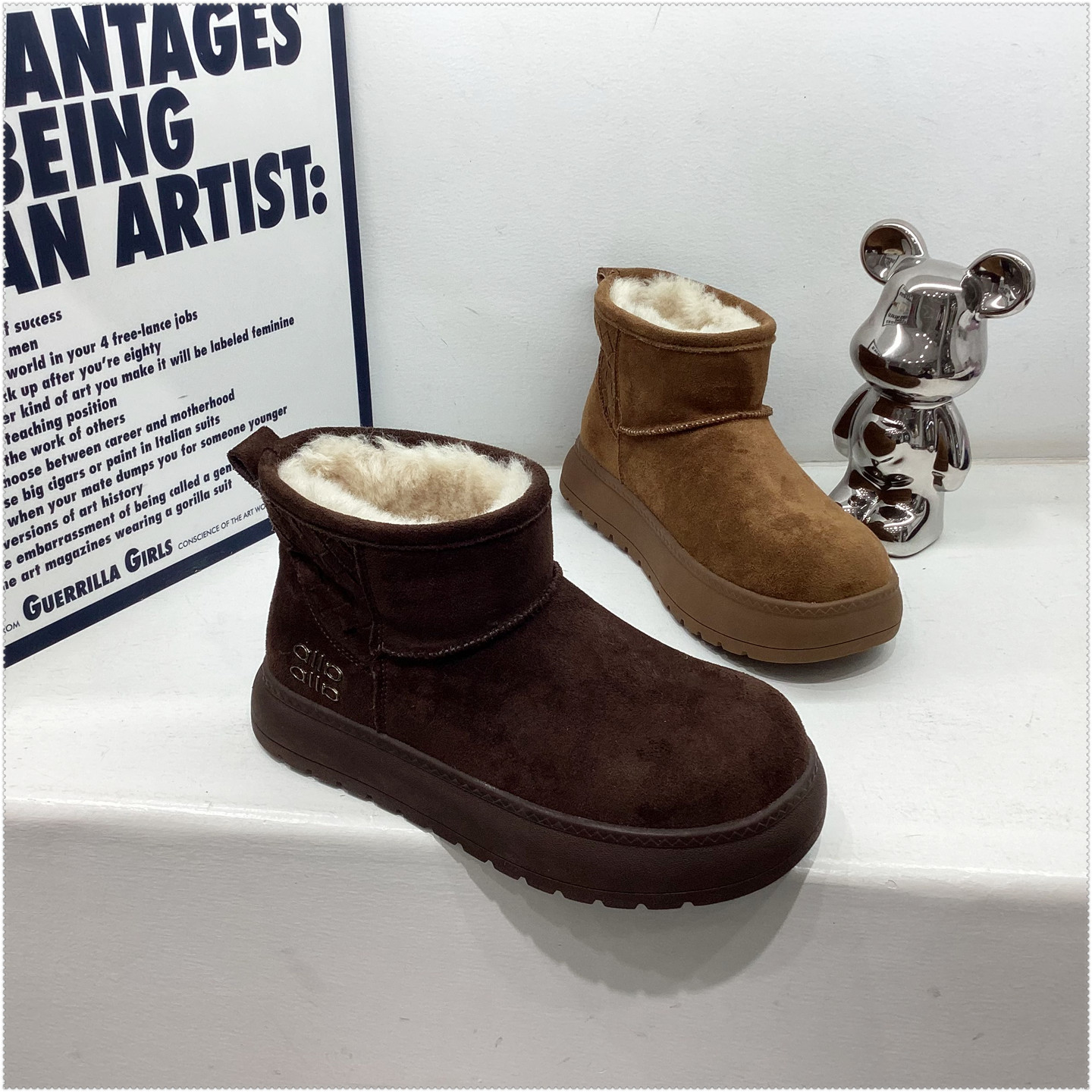 2025冬加绒大棉东北保暖增高厚底松糕底雪地靴短靴勃肯鞋她致百搭