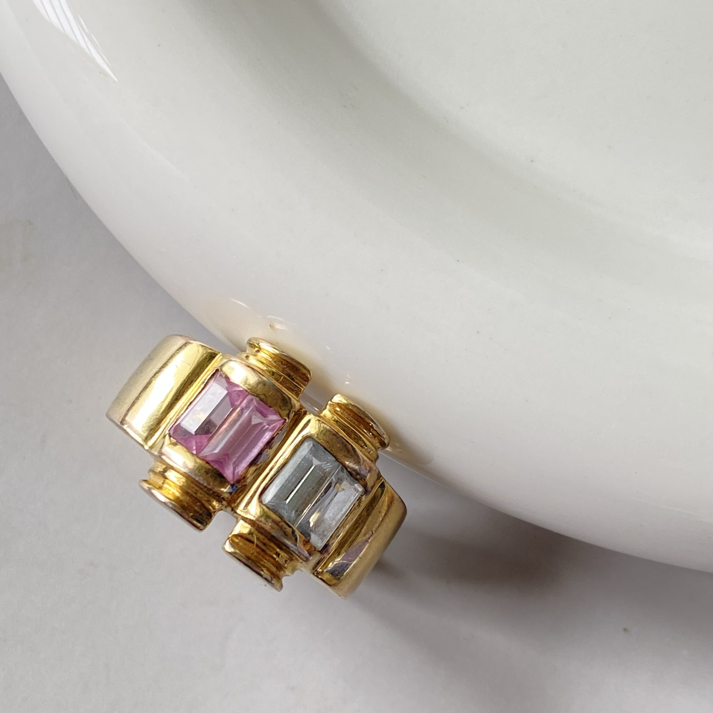 意大利古董回流银鎏金银镀金戒指罗马柱柱头17号