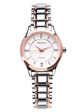 新款名梭手表女超薄简约气质钨钢防水钢带情侣男士石英表正品5026