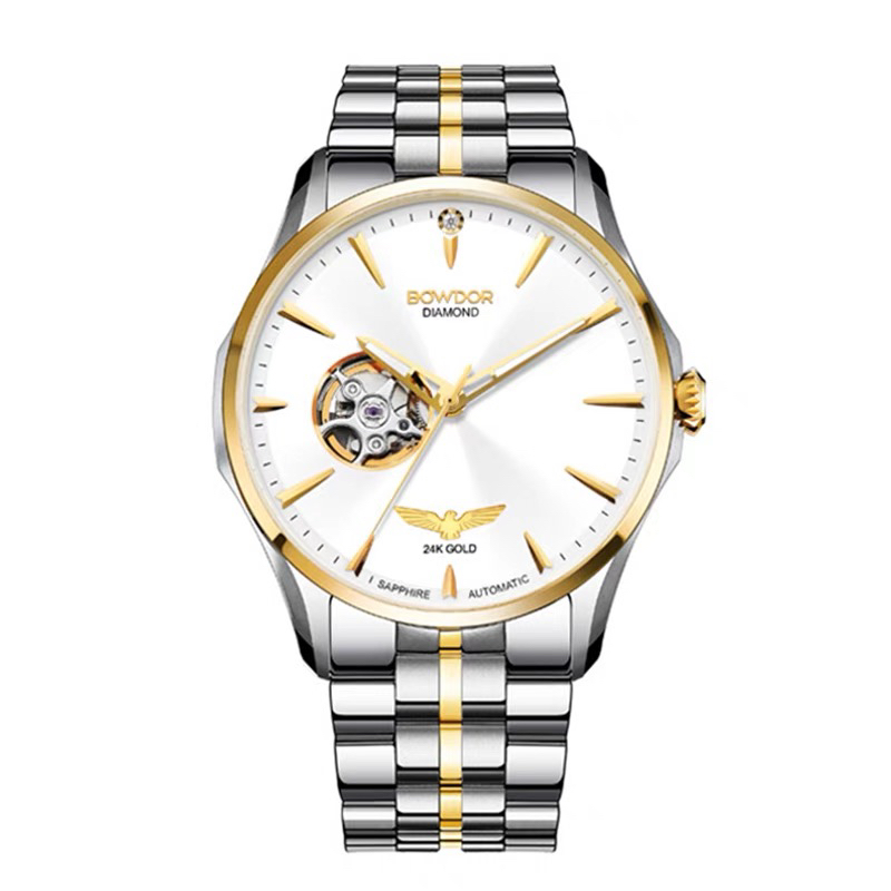 宝舵手表传世系列24K金钢带全自动机械表时尚防水镂空男表 GG013G