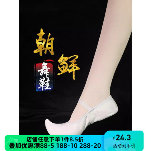 朝鲜舞鞋韩国传统勾勾鞋白色古典舞蹈鞋室内练功鞋儿童成人帆布
