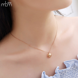 锁骨链钛钢饰品 镀18K玫瑰金小金豆项链女款 明星同款 LUCKY字母韩版