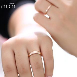 镀玫瑰金情侣戒指光圈女订婚结婚对戒 钛钢戒指素圈光面指环 男士