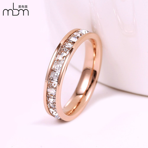 韩版满钻欧美风食指18k玫瑰金