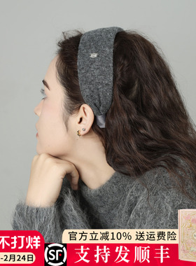 灰色小羊毛针织发箍小香风头箍新款2026春夏宽边头饰高级感发卡女