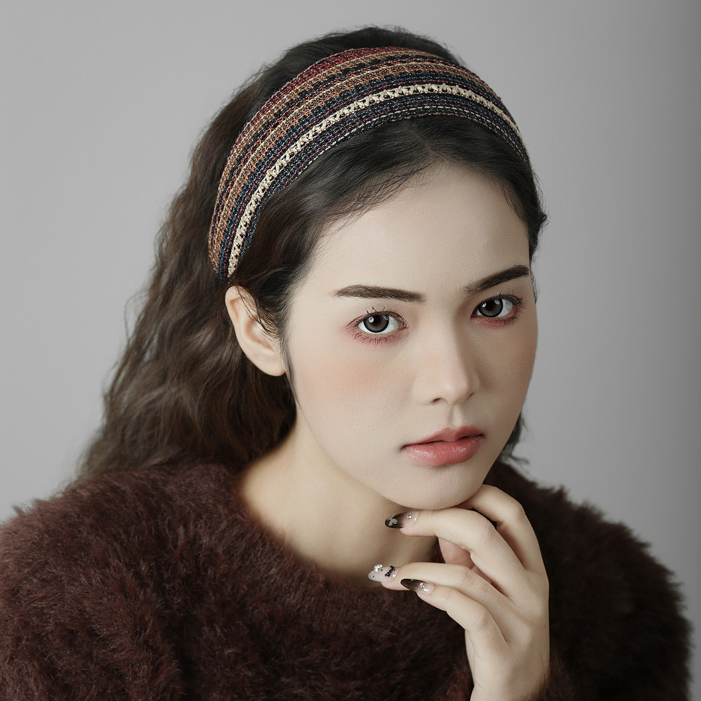 Becomi复古民族风发箍女粗花呢头箍女小香风春夏防滑发卡条纹头饰