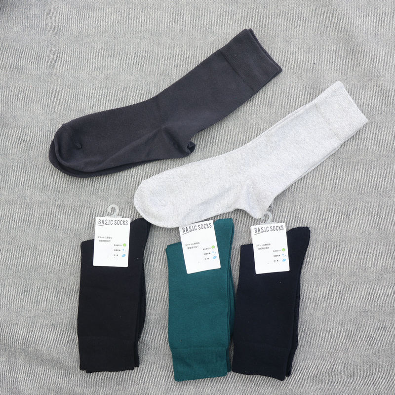 男袜 新款 全棉 不带毛圈 纯色 高帮休闲袜