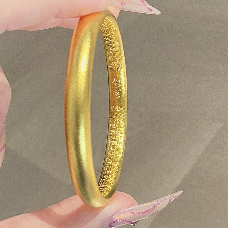 正品越南沙金手镯女款古法传承心经时尚磨砂素圈不掉色送妈妈