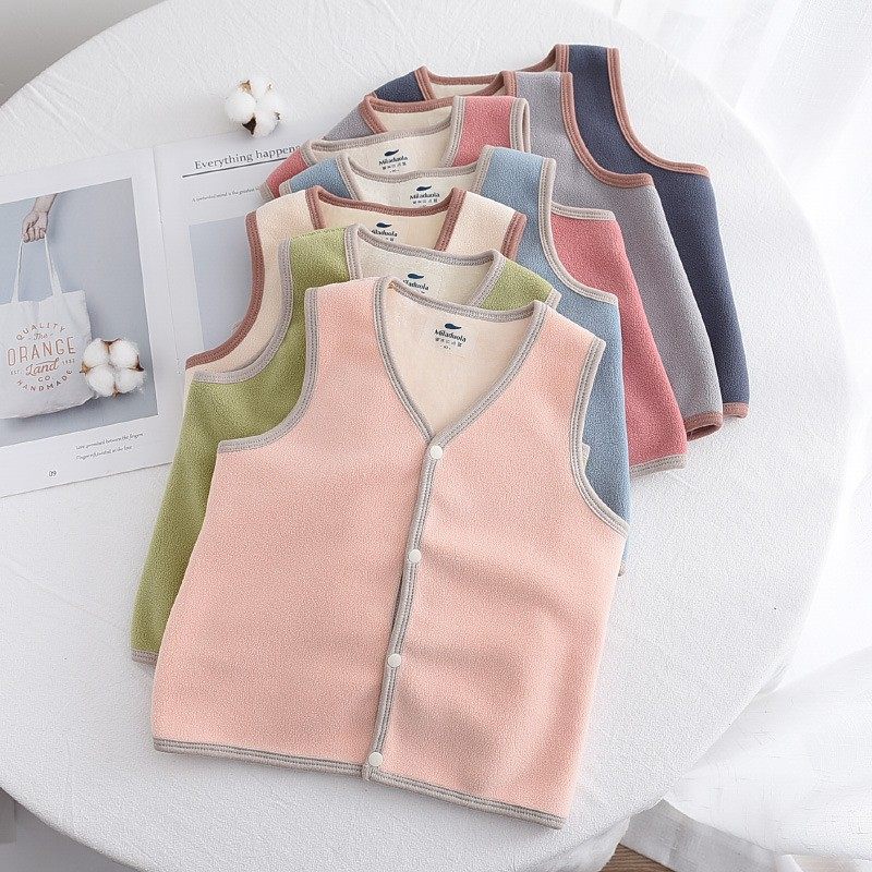 米啦哆拉儿童加绒纯色马甲男童保暖内搭女童双面绒纽扣无袖坎肩潮,童装/婴儿装/亲子装,背心吊带,淘宝优惠券,粉丝福利购,淘宝优惠卷