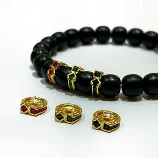 【骨头卡环】镀18K金镶嵌红宝隔珠文玩配饰卡环椰蒂星月DIY配饰