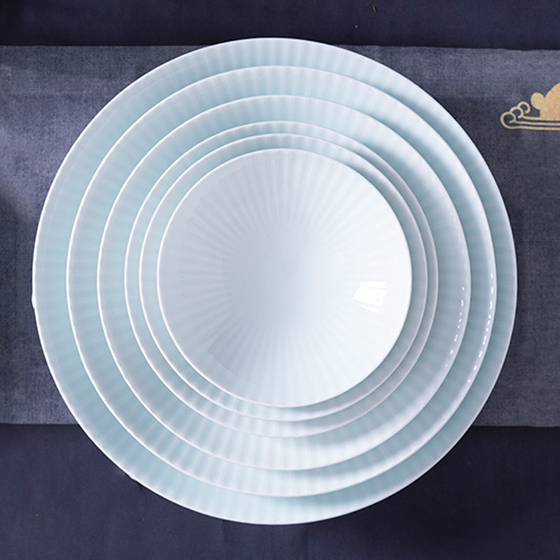 景德镇高温白瓷影青宝曼碗家用汤碗深菜盘商用特色釉下彩条纹餐具,餐饮具,碗,淘宝优惠券,粉丝福利购,淘宝优惠卷