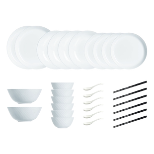 乐美雅晶钻白玉餐具30件套 V9057
