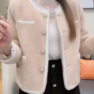 小香风毛呢外套秋冬季新款气质显瘦小个子加棉保暖毛毛上衣女