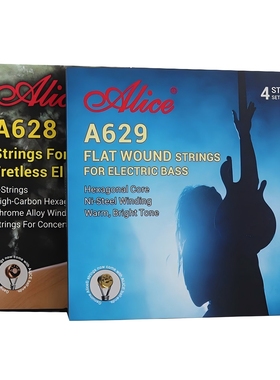 Alice爱丽丝Bass电贝斯司Flatwound平卷弦扁缠fretless无品