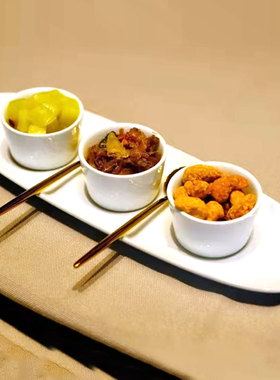 酒店创意陶瓷餐具新中式三格前菜凉菜点心碟小菜碟餐厅椭圆白盘子