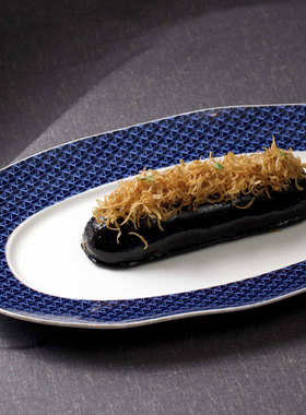 意境宽边波浪椭圆鱼盘异形创意酒店分子料理融合菜餐具会所意境菜