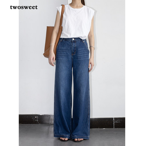 阔腿微喇长裤全棉牛仔2024春夏