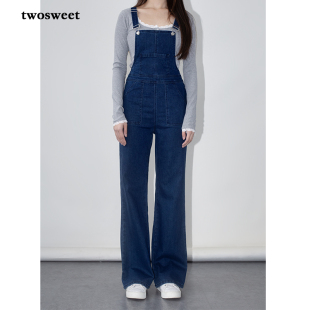 实力减龄不幼稚高腰背带牛仔裤 女气质收腰包臀显瘦休闲连体拖地裤