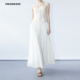 twosweet 长裙 铜氨丝垂坠十足半身裙白色气质大摆围百褶夏季