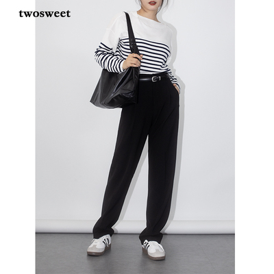 高腰微锥直筒长裤2个长度抗皱