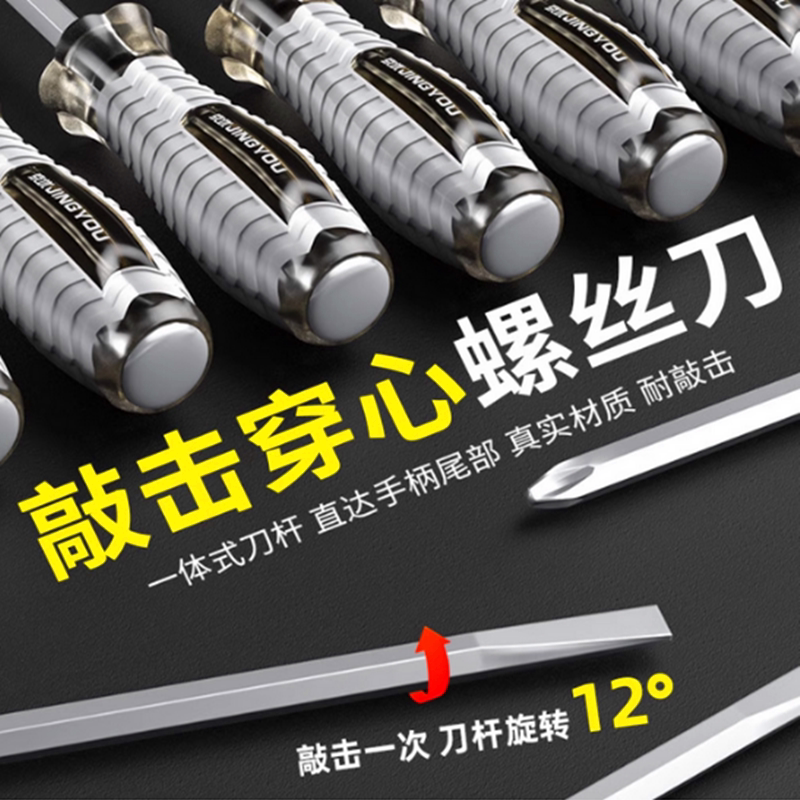 穿心一字型螺丝刀十字形带强磁花大号口全套日本进口钢小平口大全图片