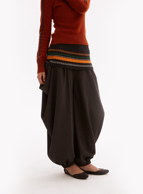 597c原创垂坠茧型长裤低腰休闲伞裤女宽松阔腿裤简约显瘦抗皱垂感